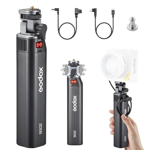 Godox BG02 Poignée Batterie Battery Grip 6600 mAh 95 Wh avec Tour Nuageuse 160° pour ML100Bi/R FH50Bi/R Éclairage Vidéo AD200 AD200Pro AD200ProII AD300 Pro Flash pour Appareil Photo
