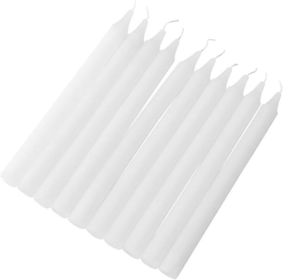 Cabilock 10pcs Long Paraffin Taper Candles with Elegant Simple Design, Unscented Dripless Light Source for Dinner Table and Outdoor Use, Long Burn Time Emergency Lighting