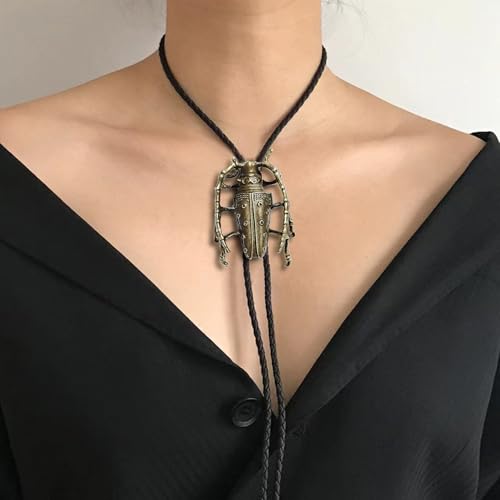 Image of GelConnie Bolo Ties for Men Women Western Cowboy Tie Mens Western Necklace Leather Necktie Gold Bolero Tie Cowboy Necklace