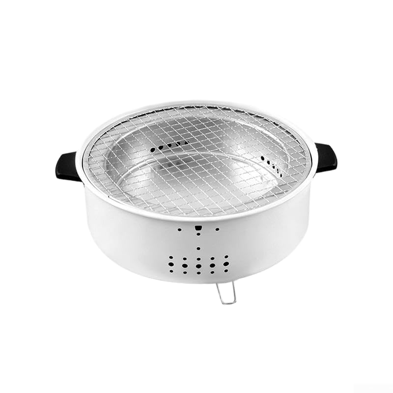 Barbacoa portátil de carbón, parrilla de barbacoa de acero inoxidable 34x34cm con diseño desmontable para 3-5 personas al aire libre interior camping té Brewing(C)