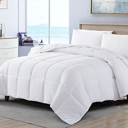 MATBEBY Twin Comforter Duvet Insert - All Season White Comforters Twin Size - Quilted Down Alternative Bedding Comforter with Corner Tabs - Winter Summer Fluffy Soft - Machine Washable