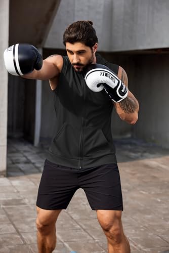 COOFANDY Camisetas masculinas com capuz para treino, pacote com 2, camisetas de ginástica sem mangas