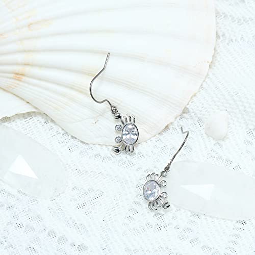 Pure Titanium Earring Hook For Sensitive Ear Fashion Jewelry White Gold Plated Copper Cute Crab Cubic Zirconia Dangle White Oval Cz Drop Earrings For Women Girls #TOP3