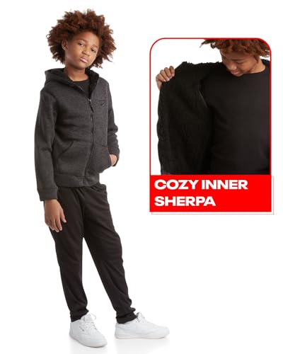Reebok Boys’ Sweatshirt – Heavyweight Sherpa Lined Full Zip Sweater Fleece Jacket – Winter Hoodie Sweatshirt for Boys (8-20)4