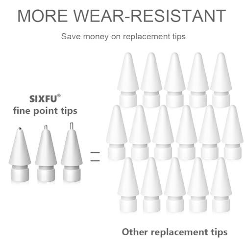 Image of Set of 6 Tips for Apple Pencil, Upgraded No Wear Out Metal Pencil Pro Tips for Apple Pencil 1st / 2nd Gen /USB-C iPencil Tip