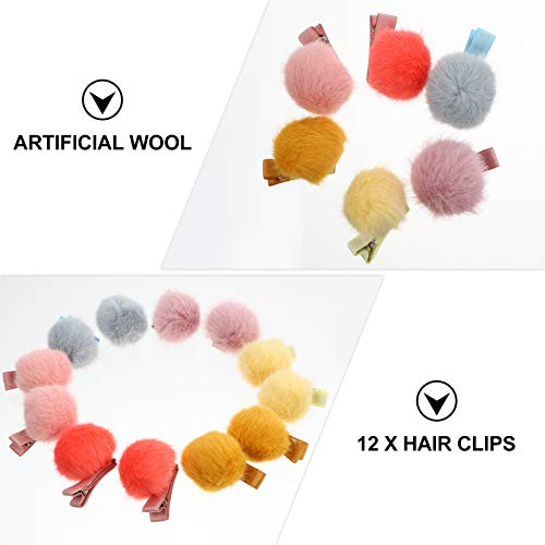 Lurrose 12 Pcs Presilhas de Cabelo Com Pom Pom Presilhas de Cabelo para Crianças Grampo de Cabelo Bo
