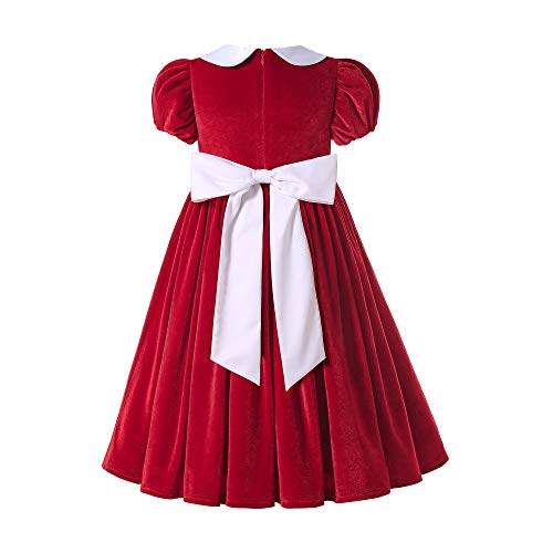 Pettigirl Girls Clothing Toddler Red Velvet Short Sleeve Vintage Party Casual Dresses2