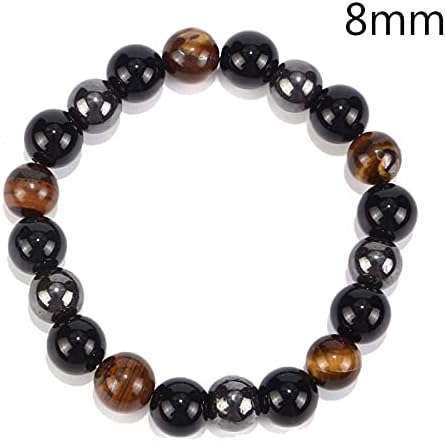 Miniatura 5 de FORUBUS 2 pulseras elásticas de hematita obsidiana ojo de tigre con cuentas magnéticas para mujeres y hombres, joyería de meditación y yoga