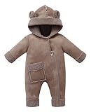 Conception: Avec une jolie conception d'oreille d'ours 3D, le style unique et la veste couverte, cette tenue à neige à bras longs offre le confort ultime. La fermeture zippée pratique facilite l'enlèvement et l'enlèvement ainsi que le changement des diapers.