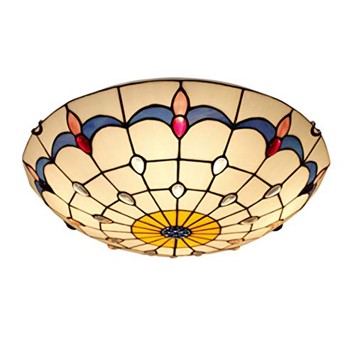 Plafonnier en vitrail vintage 40 cm luminaire rétro E27 pour le salon