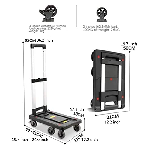Carro de plataforma plegable de plástico negro medio y portátil 3
