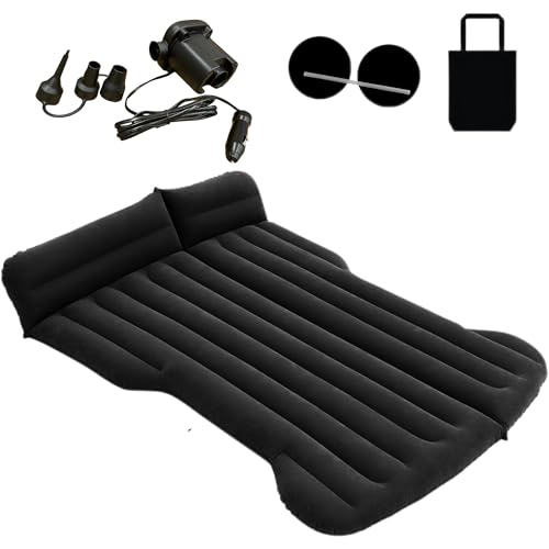 Howduoyu SUV Air Mattress, Car Air Mattress Compatible with Tesla Model Y, Camping Bed for Car Backseat, Inflatable Sleeping Pad with Pump, Truck Jeep Travel Bed for Camping Road Trip (Black)