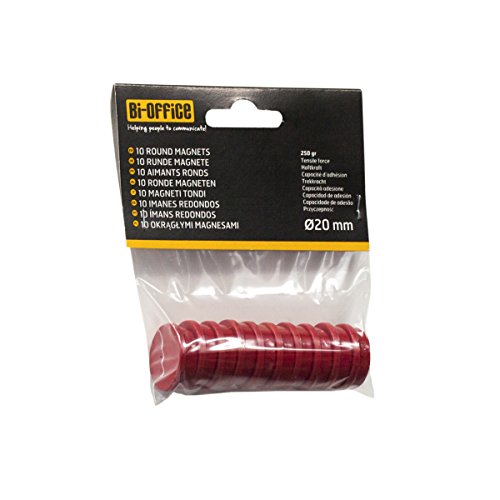 Bi-Office - Imanes para Pizarra, 20 mm, Rojo, Paquete de 10