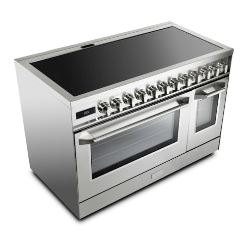 Image of Verona VUFSIE487DSS 48 inch Ultima Collection Induction Range with 7 Elements, Griddle, 6.5 cu. ft. Total Oven Capacity, Bridge Control, Digital Clock in Stainless Steel