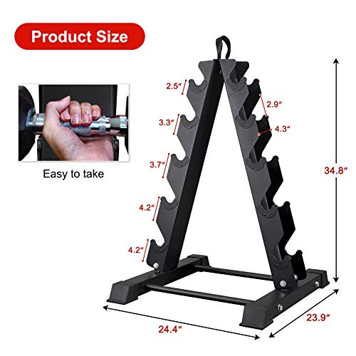Pithage Dumbbell Rack For Home Gym, A Frame Dumbbell Rack Stand Only 600 Lbs Capacity Weight Rack For Home Gym, Vertical Black Steel Dumbbell Storage Holder Rack 5 Tier #TOP5