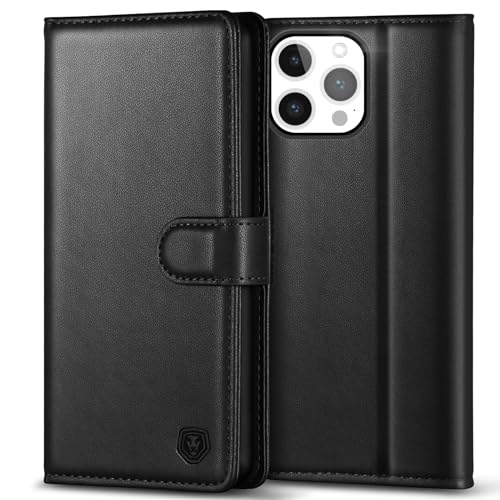 Kuafcase Compatible for iPhone 14 Pro Case with 4 Card Slots Magnetic Closure Kickstand Shockproof Protective Phone Case Compatible for iPhone 14 Pro - Black