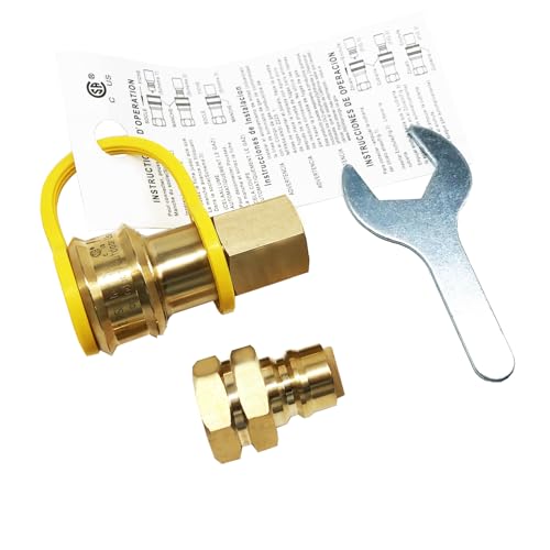 GRILLJOB 3/4 Female Solid Brass Dual Fuel Generator Natural Propane Hose Quick Connect Disconnect Fittings Convert for Pipe Natural Gas Supply for Generators
