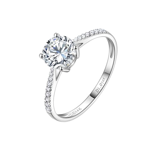 14K White Gold 1-3 Carat Lab Grown Diamond Engagement Ring,IGI Certificate Classic 4-Prong Round Cut with Halo Setting,D-E Color VS1-VS2 Clarity,Wedding Band for Women