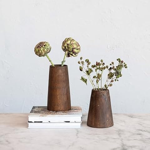 Creative Co-Op Reclaimed Wood Vases, Set of 2 Cover