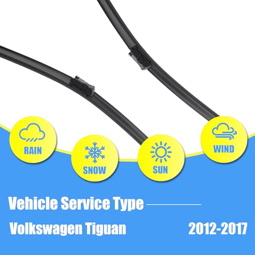 Image of Gavimnal Silicone Wiper Blades Replacement For Volkswagen Tiguan 07-17 | 24 inch+21 inch Front & 13 inch Rear, All-Weather, Streak-Free, OE-fit, Quiet, Easy One-Click Install