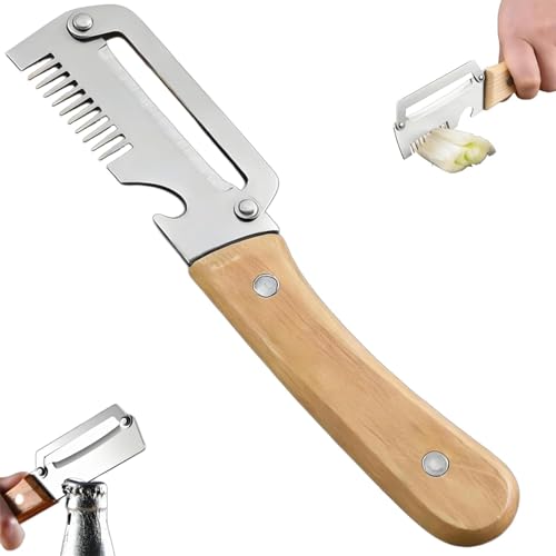 Image of 3 in 1 Stainless Steel Vegetable Peeler for Kitchen Multi-Functional Fruit & Veggie Shredder Slicer and Grater for Potatoes, Carrots, Cucumbers (Peeler with Bottle Opener)