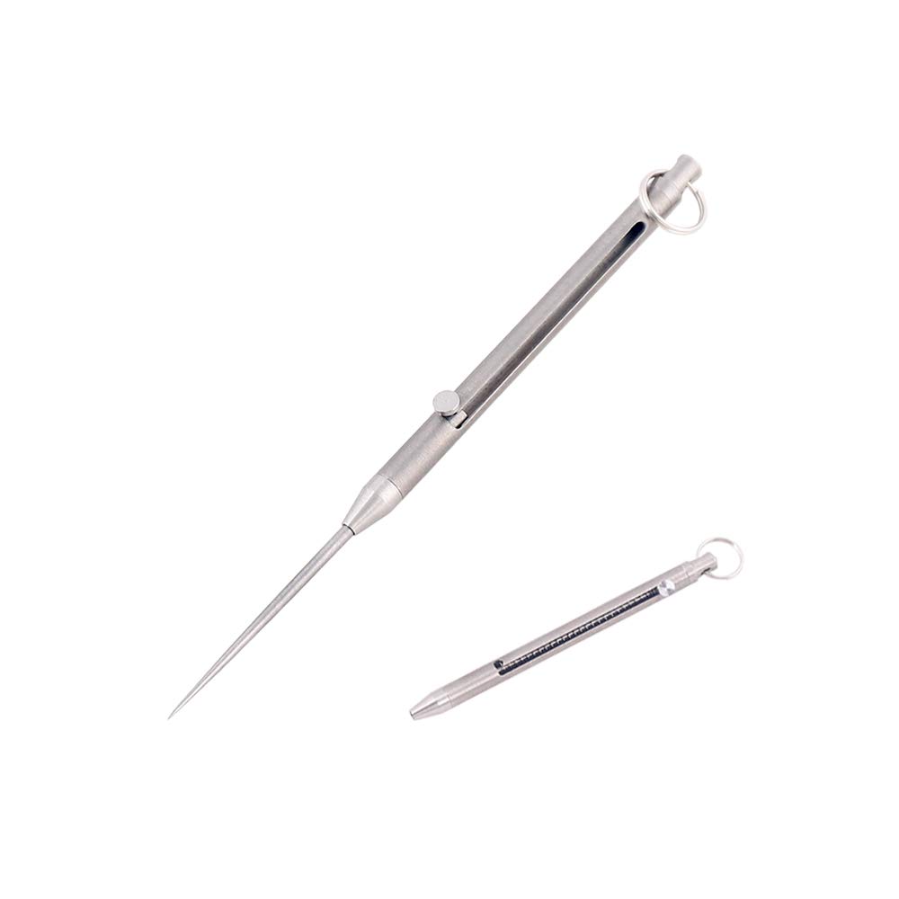 Titanium Telescopic toothpicks Integrated Design Ultralight Portable Toothpick Keychain Tool for Outdoor Camping Picnic (Gray)