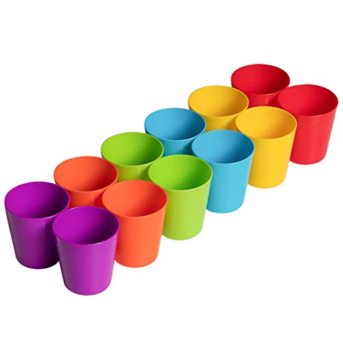 Klickpick Home - Set Of 12 Kids Plastic Cups - 8 Oz Children Drinking Cups Tumblers Reusable - Dishwasher Safe - Bpa-Free Cups For Kids & Toddlers Bright Colored - Unbreakable Toddler Cups #TOP2