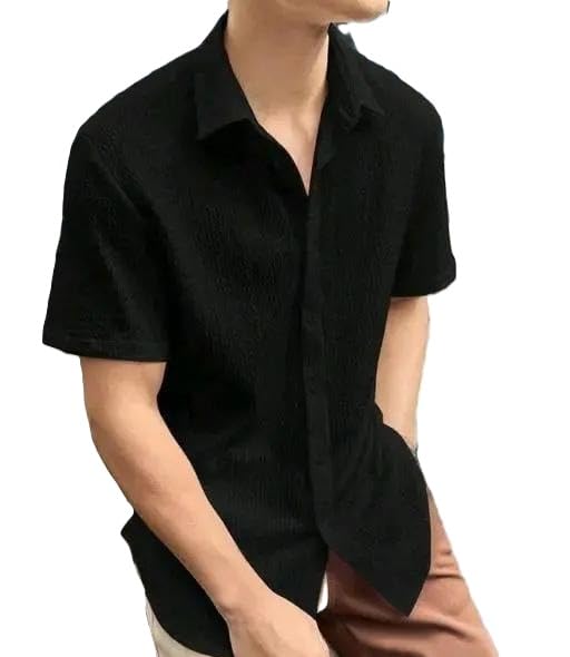 Wonder World Men Self Design Popcorn Fabric Casual Office Party Kurta Style Shirt Short Sleeve Regular Fit - Review, Price and Buying Guide