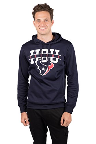 Ultra Game -NFL Houston Texans Mens Fleece Hoodie Pullover Sweatshirt Zipper Pocket, Navy, Small