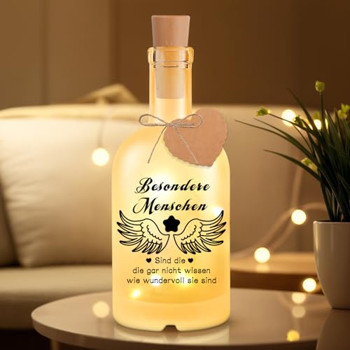 Personalisierte Geschenke f&uuml;r Frauen Flaschenlicht mit Spruch - Besondere Menschen, Geschenk Lieblingsmensch f&uuml;r Partner Kollegen Freund, Inspirierende Deko Leuchtflasche f&uuml;r Geburtstag Weihnachten