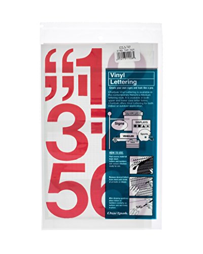 Chartpak Chiffres Vinyl Adhésifs 3 Pouces Rouge 10 par Paquet