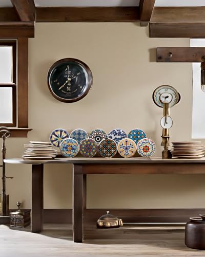 Image of Craft Trade Knobs for Cabinets and Drawers Assorted Blue Mandala Vintage Ceramic Door Knob Kitchen Furniture Pull Handles Cupboard for Wardrobe Home Interior Decor - Pack of 10