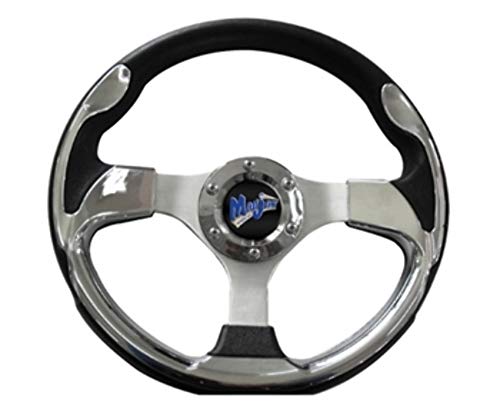 MADJAX Ultra2 Golf Cart Steering Wheel for EZGO Club Car Yamaha Golf Carts | 13 Inch Steering Wheel | Chrome