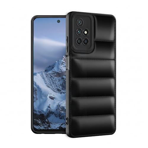 YAPZONE Puffer Case for Realme 7 Pro, Protective Quilted Soft Touch Silicone Back Cover, Luxury Padded Down Jacket Style Design, Shockproof & Easy Grip, Black