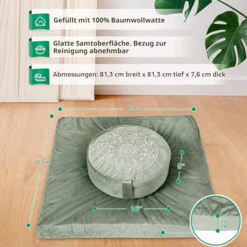 Hihealer Großes Meditationskissen und Zabuton-Matte Set – Meditationskissen und Zafu-Matte Männer Frauen – Ansicht 2