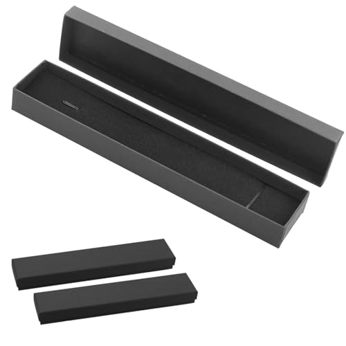 Boîte à bijoux AMANDELIZABE 2 pièces, boîte en carton en mousse de velours pour emballage cadeau Bracelet Collier, Noir, 21,3 x 4,3 x 2,3 cm