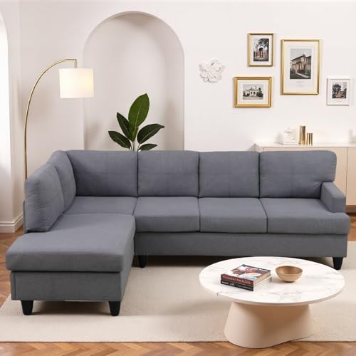 Trygoal Modern L-Shaped Sectional Sofa with Chaise Lounge, 4-Seater Fabric