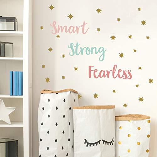 Paper Riot Co. Inspirational Wall Stickers "Smart, Strong, Fearless" Positive Motivational Removable Adhesive Decals For Classroom Kids Room Nursery Bedroom Home Decor #TOP1
