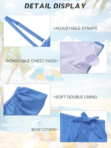 Image of URMAGIC Girls Swimsuits 3 Piece Tankini Bathing Suit Set Bikini Swimwear with Cover Up Beach Skirt 7-14 Years