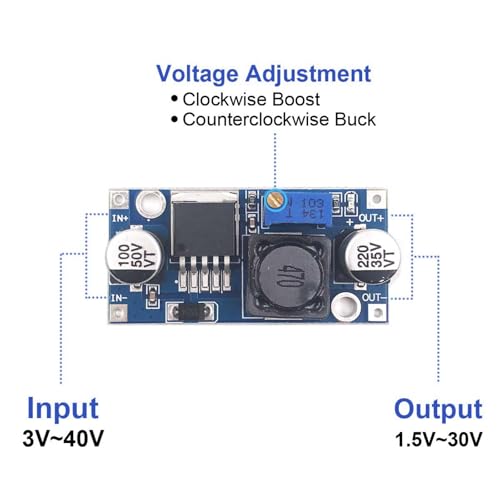 30 Packs Electronic Voltage Stabilizer Power Supply Module: Adjustable Buck Converter LM2596 DC-DC Step Down Variable Volt Regulator, Input 3.2V-40V, Output 1.25V-35V3