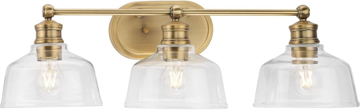 Progress Lighting P300397-163 Singleton Collection 3-Light Vanity Light Vintage Brass