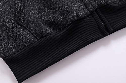 Monvecle Little To Big Boys' Fleece Long Sleeve Full Zip Hoodie Tracksuit Top + Sweatpant Jogger 2Pcs Sets Black 7-8 #TOP6