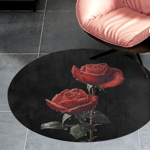 Alfombra de terciopelo diseño premium de rosas rojas de alta densidad 3