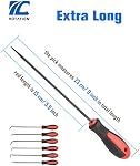 ROTATION Extra Long Precision Hook and Pick Set, 6-Piece Set, Chrome Vanadium Steel Shaft, for Remove Hoses and Gaskets, Auto and Electronics Maintenance Tools