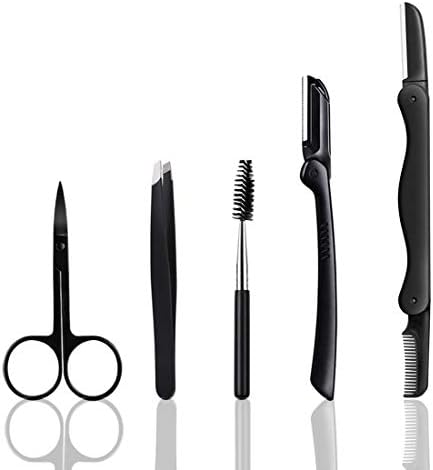 Eyebrow Razor, 5 in 1 Eyebrow Kit, Professional Eyebrow Grooming Set, Eyebrow Trimmers Set for Women and Men, Including Brow Razors Trimmer, Brush, Eyebrow Scissors, Slant Tweezers