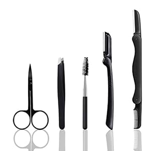 Eyebrow Razor and Grooming Kit – 5 in 1 Set With Razors, Trimmer, Brush, Scissors, and Tweezer for Women and Men