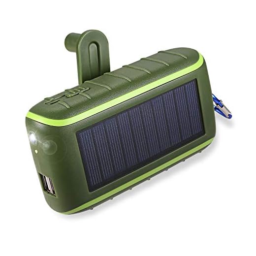 CXYP 5400 mAh solaire à manivelle chargeur, 5 V double USB Panneau solaire banque d'alimentation d'urgence avec lumière LED pour iPhone, Samsung, Huawei universelle