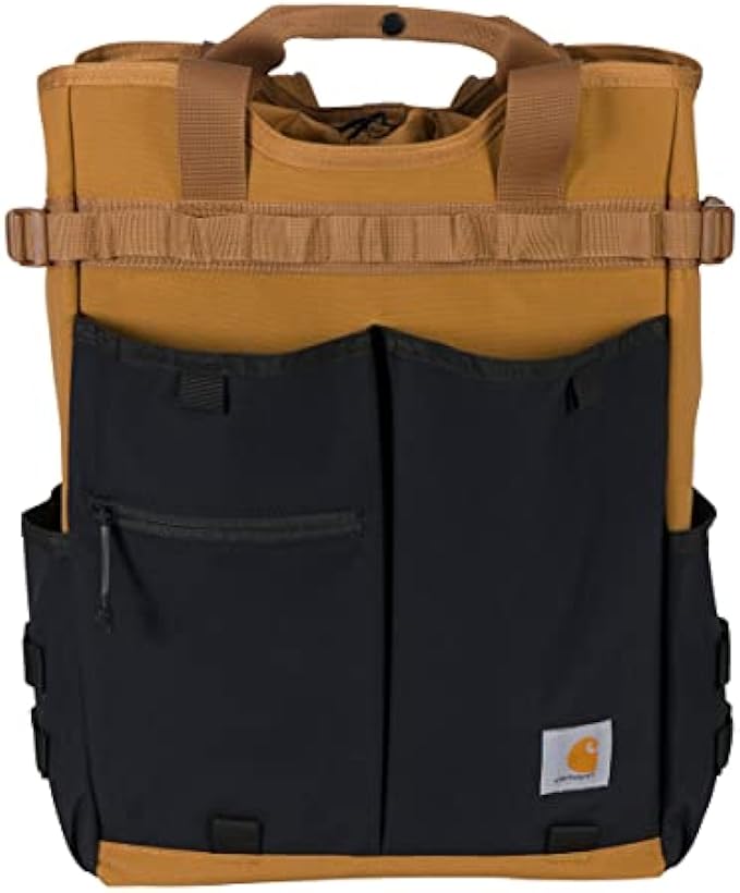 Carhartt Nylon Convertible Tote, Water-Resistant Cinch-Top Backpack, Brown, One Size