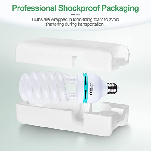 Gloshooting 2 X 105W 5500K Cfl Full Spectrum Light Bulb, Compact Fluorescent White Daylight Balanced Bulb With E26/E27 Base For Photography Photo Video Studio Lighting Softbox And Umbrella Kit #TOP5