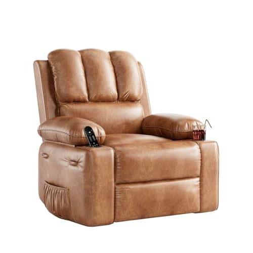 Garvee Oversized Recliner Chair, 360° Swivel Rocker Recliners with Heat & Massage, Soft Lazy Boy Recliner Chair with 2 Cup Holders and Side Pocket fo